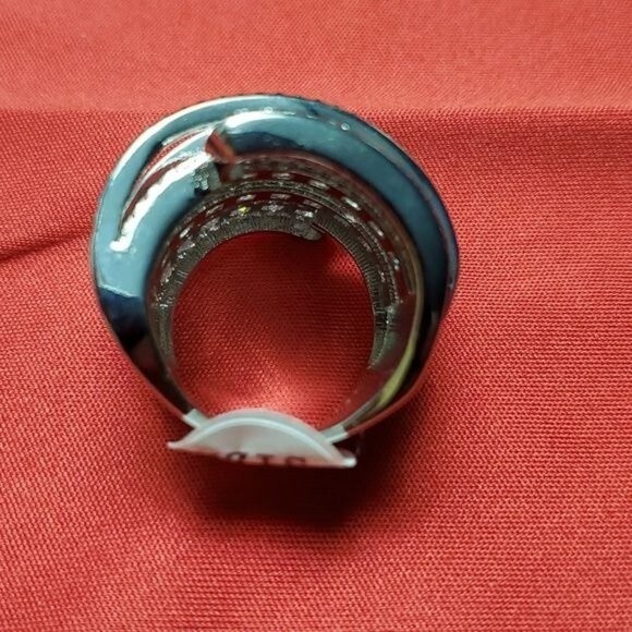 NEW Elegant Spiral Design Silver White Sapphire Natural Stone Ring - Picture 11 of 15